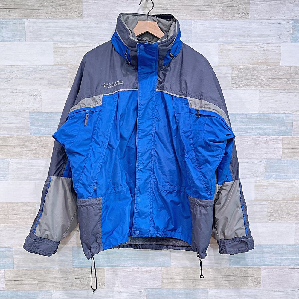 Columbia Vintage Fire Ridge 3 In 1 Interchange Jacket Blue Gray Nylon Mens Large